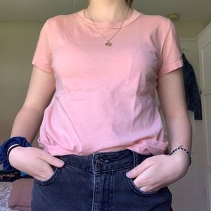 Madewell Light Pink Crop pocket tee